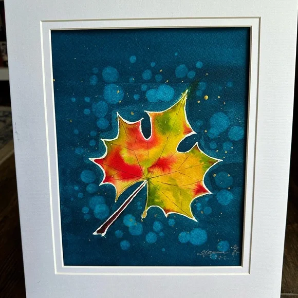 Hand-Made New Watercolor Art Autum Leaf - Picture 4 of 7